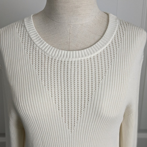 Hugo Boss BOSS Top Rib Knit Fitted Long Sleeve Crew Neck Winter White XL NWT - Picture 3 of 8